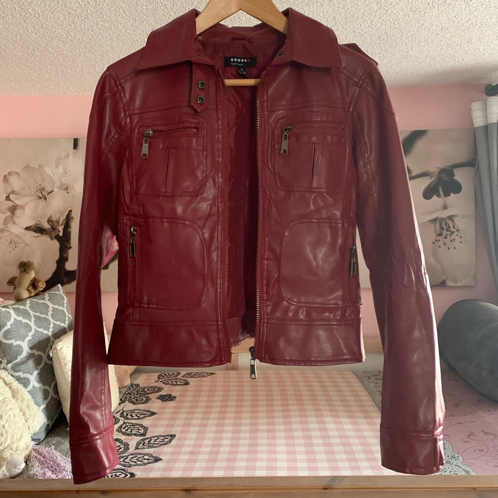 Helium Burgundy Pleather Jacket